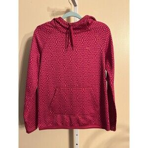 Nike Womens S Therma Fit Pullover Hoodie Hot Pink Pockets Polka Dot